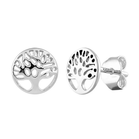 New Sterling Silver Tree of Life Dainty Stud Earrings - Picture 1 of 4